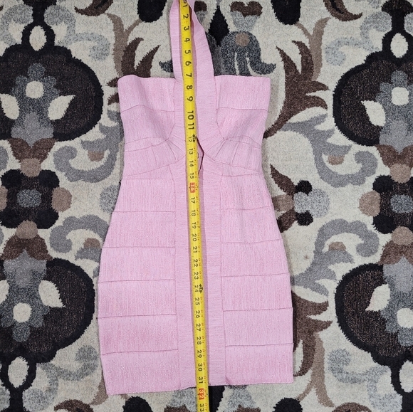 WOW Couture Sparkling Pink Rose Dress Sz S Sexy Halter Bodycon Dress - Picture 10 of 12